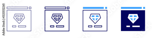 Site search​ icon in 4 different styles. Thin Line, Line, Bold Line, Duotone. Duotone style. Editable stroke