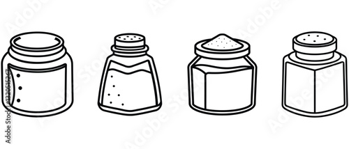 Black and White Salt and Spice Shaker Icons Set,salt shaker Set