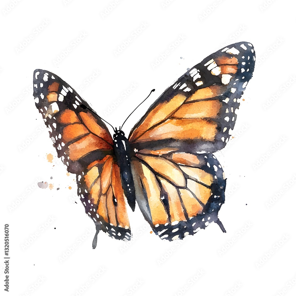 Obraz premium Majestic monarch butterfly art studio watercolor painting creative space close-up nature's beauty