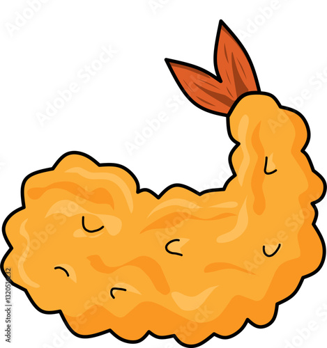Fried Shrimp vector isolated icon. Emoji illustration. Shrimp vector emoticon, tempura