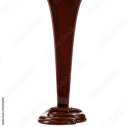 melted chocolate dripping from above isolated on transparent background 