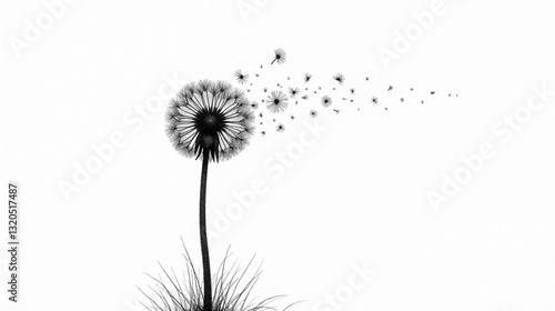 Wallpaper Mural Dandelion seeds dispersing gently in the breeze on a quiet day at a meadow Torontodigital.ca