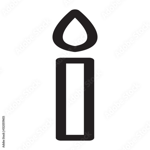 Candle line icon with a long wick and gentle flame, symbolizing guidance in darkness.