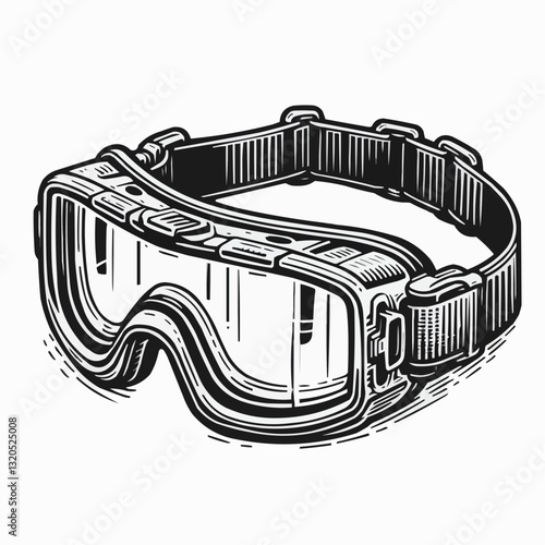 Detailed illustration of protective goggles in vintage style