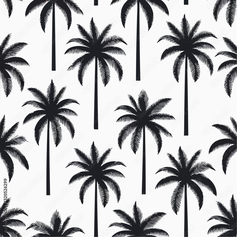 Stylish seamless black palm tree pattern illustration
Stylish seamless black palm tree pattern illustration