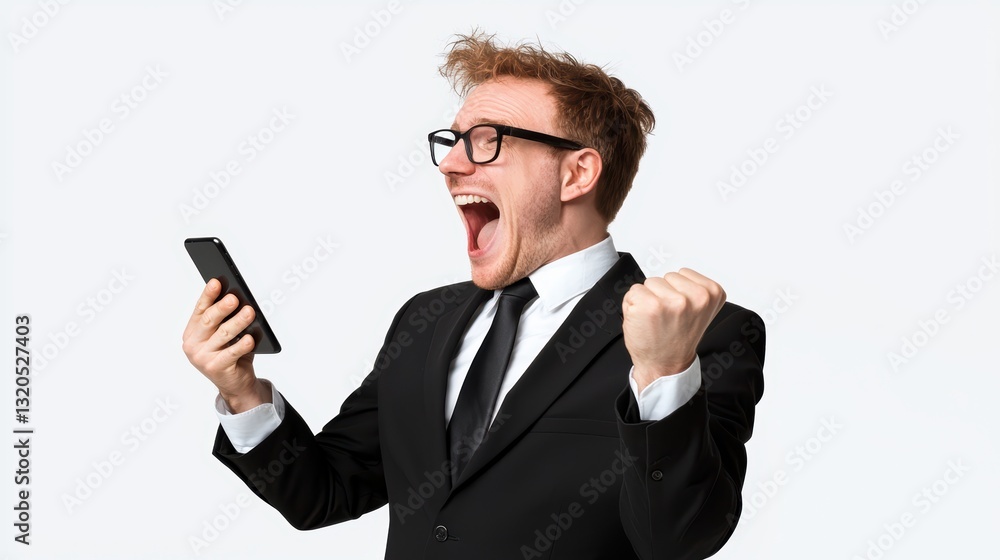 Businessman in a suit and glasses using cellphone, showcasing professional communication in the digital age. Businessman in a suit and glasses using cellphone, showcasing professional communication in the digital age.
