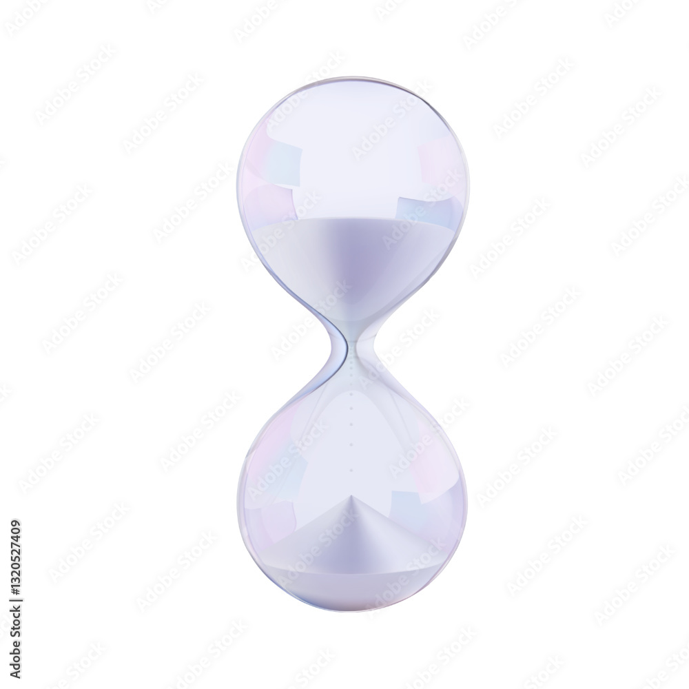 Sand clock hourglass. Time flow watch in glass bulb. Vector transparent sandglass countdown. Budget timer 3d icon. Abstract realistic gold game deadline. Geometric flowing modern half passed period