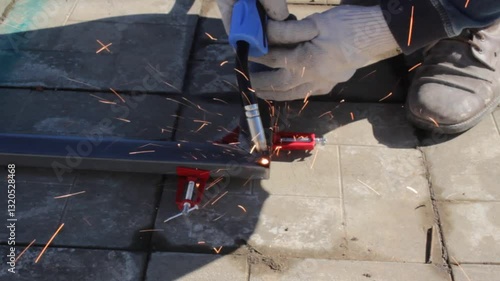 repair work with metal using a welding machine 