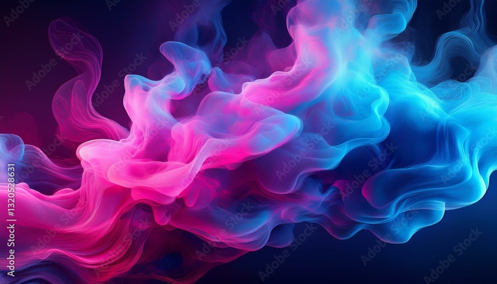 Obraz premium colorful 3d render of flowing blue and pink smoke clouds