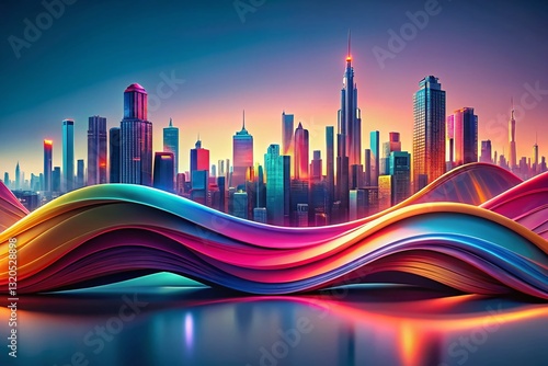 Abstract Urban Flow: Minimalist 3D Wavy Gradient Texture Panoramic Background
