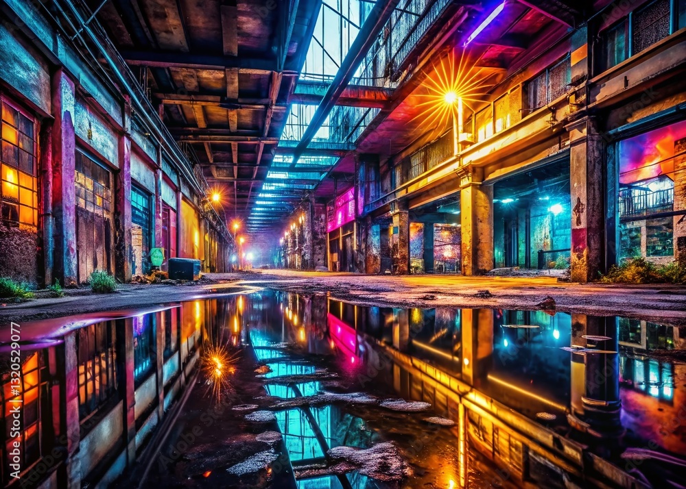 Fototapeta premium Abstract Urban Light Trails: Grungy Cityscape Night Photography
