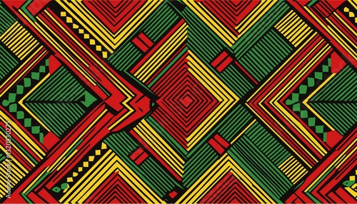 abstract african tribal pattern traditional colors of black red yellow and green seamless design