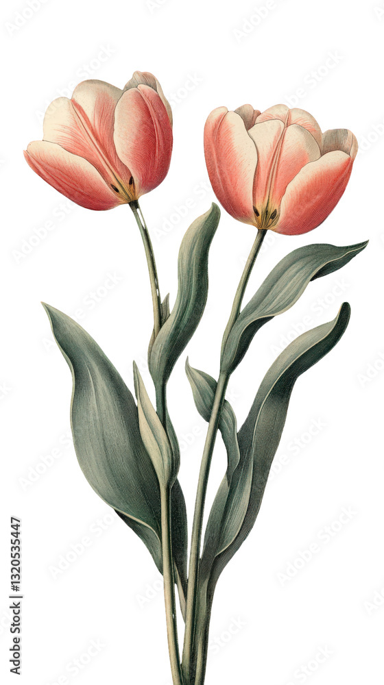 Fototapeta premium illustration of tulips isolated on a transparent background