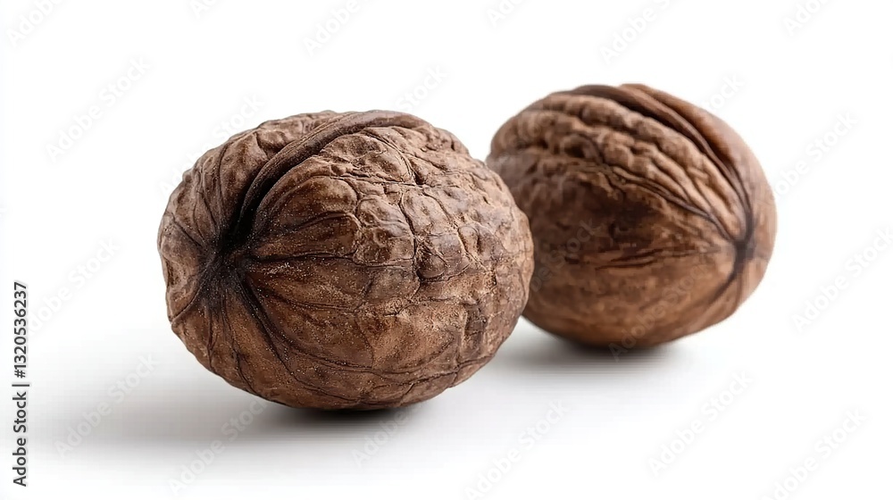 Two walnuts close-up on white background Two walnuts close-up on white background