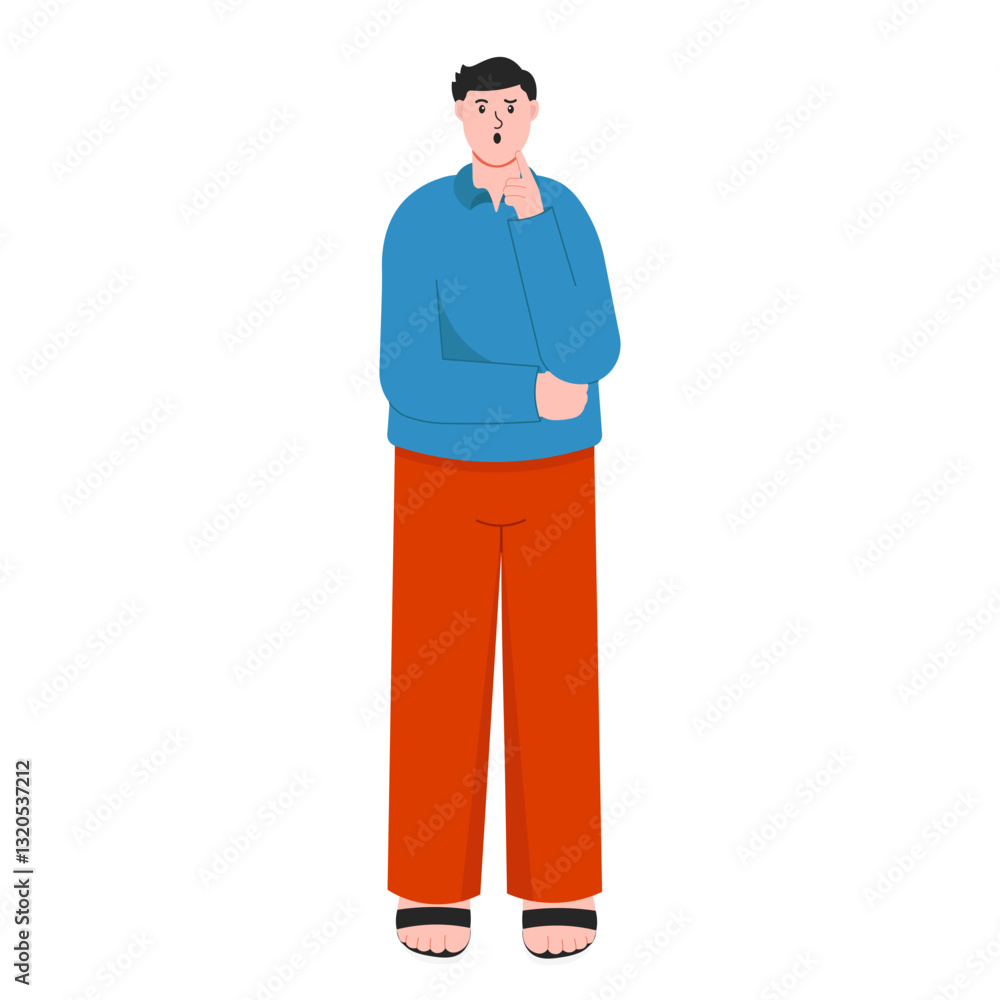 Male Thinking Character Expression Illustration Male Thinking Character Expression Illustration