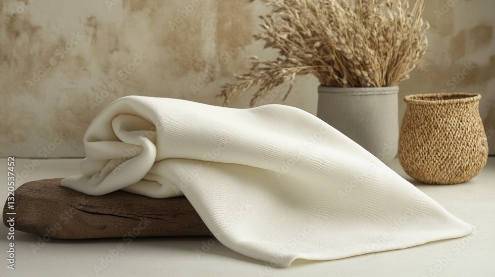 White Twill Viscose Fabric with African-Inspired Minimalist Decor