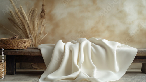 White Twill Viscose Fabric with African-Inspired Minimalist Decor