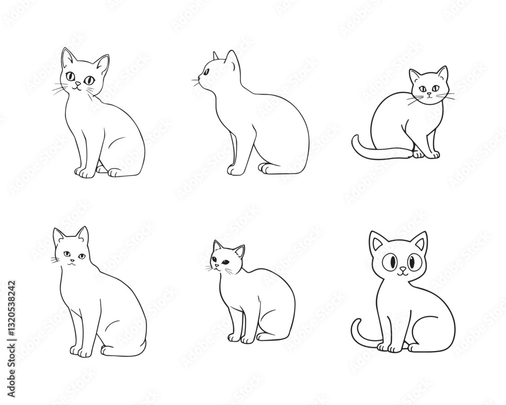 Minimalist Black Outline Cat Vector Illustration for Kids Coloring Pages Minimalist Black Outline Cat Vector Illustration for Kids Coloring Pages