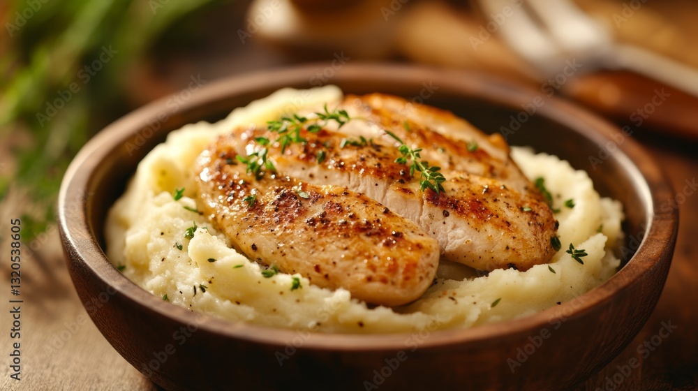 Rustic chicken breast and mashed potatoes. Premium food photo Rustic chicken breast and mashed potatoes. Premium food photo