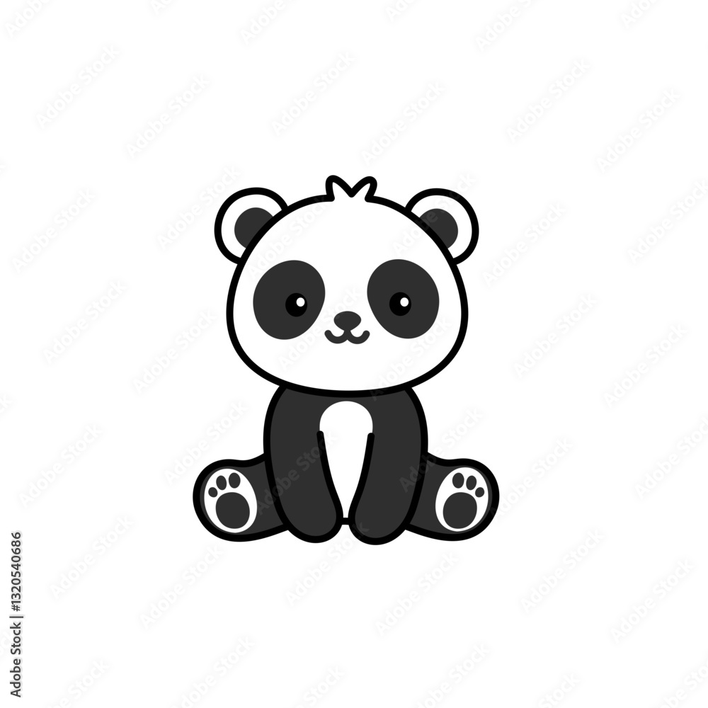 Fototapeta premium cute panda sitting down cartoon vector illustration