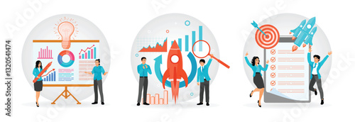 Collaborates on Data Analysis. Business Growth and Innovation. Celebrating Target Achievement.