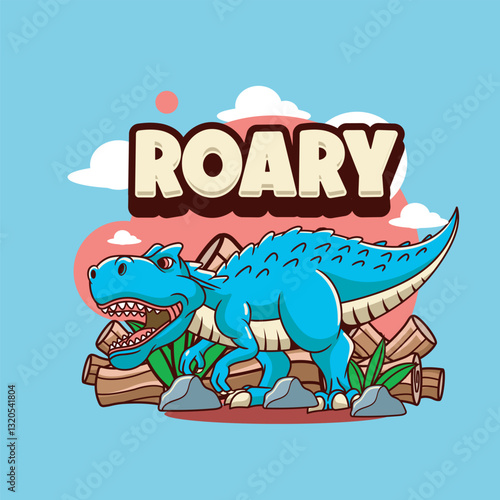 Vector Illustration of Tiny T-Rex with Cute Illustration Available for Tshirt Design