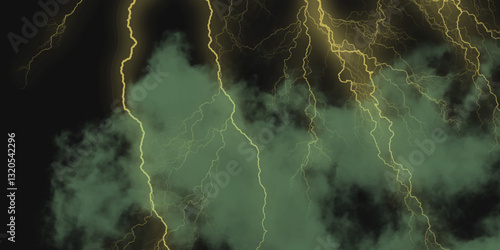 Thunder, lightnings and rain on a stormy summer night in black and white. Lightning bolts in the sky at night. 

