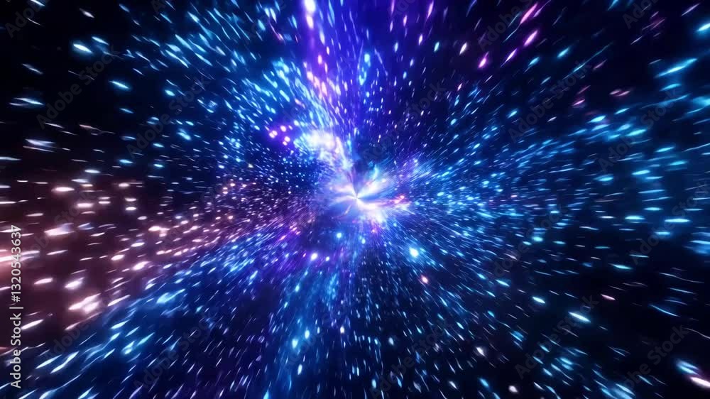 Colorful galactic explosion with bright nebula clouds and cosmic particles spreading in deep space Colorful galactic explosion with bright nebula clouds and cosmic particles spreading in deep space