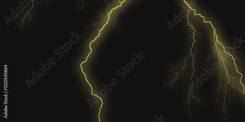 Thunder, lightnings and rain on a stormy summer night in black and white. Lightning bolts in the sky at night. 
