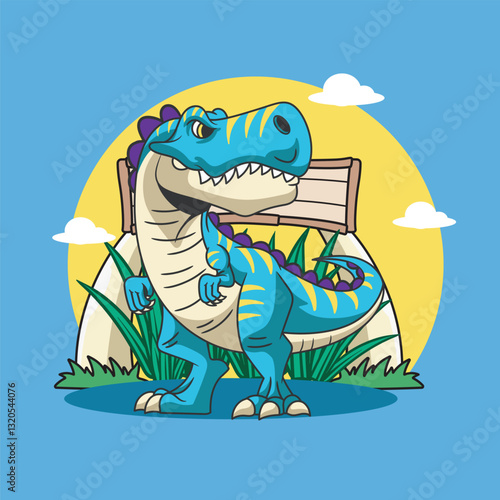 Vector Illustration of Tiny T-Rex with Cute Illustration Available for Tshirt Design