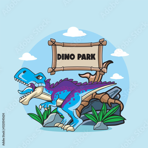 Vector Illustration of Tiny T-Rex with Cute Illustration Available for Tshirt Design