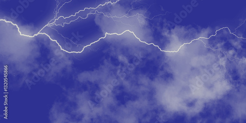 Blue lightning strike during an electrical storm. Lightning on the sky with stormy clouds. Cloudy, with a no-nonsense blue Rabbitohs. Thunderstorm and blue cloudy sky. Changing conditions. 
