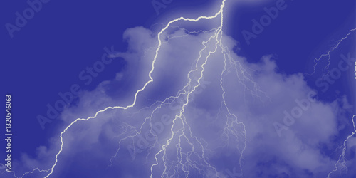 Blue lightning strike during an electrical storm. Lightning on the sky with stormy clouds. Cloudy, with a no-nonsense blue Rabbitohs. Thunderstorm and blue cloudy sky. Changing conditions. 
