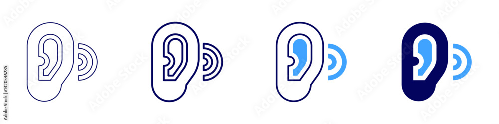 Ear hearing icon in 4 different styles. Thin Line, Line, Bold Line, Duotone. Duotone style. Editable stroke Ear hearing icon in 4 different styles. Thin Line, Line, Bold Line, Duotone. Duotone style. Editable stroke