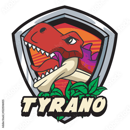 Vector Illustration of Tiny T-Rex with Cute Illustration Available for Logo Badge