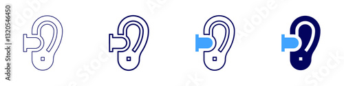 Ear plugs​ icon in 4 different styles. Thin Line, Line, Bold Line, Duotone. Duotone style. Editable stroke
