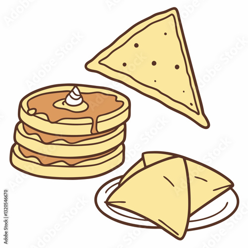 pancakes with cheese vector illustration triangle tortilla chip food 