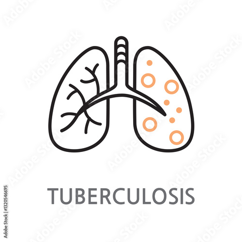 11.Tuberculosis.eps.Lung, tuberculosis icon. Edible lung, tuberculosis, tuberculosis line icon on a white background. EPS, PNG, JPG