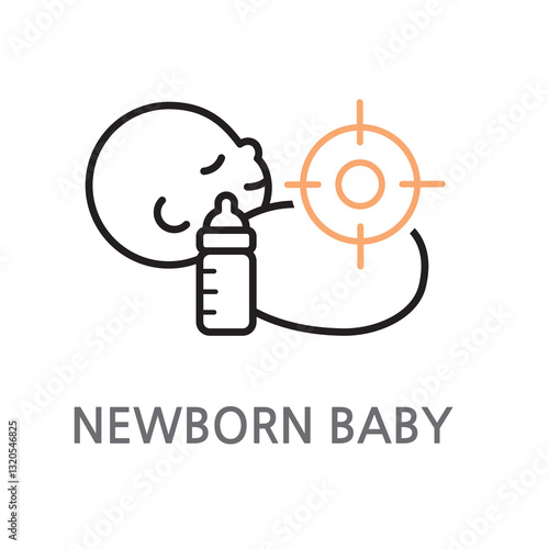 13.Newborn Baby.Newborn icon. Editable neonatal linear illustration icon on white background. EPS, PNG, JPG