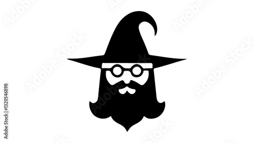 very simple black and white wizard sign on white background vector illustration 