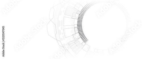 Gear circuit system element technology modern design. on white background.