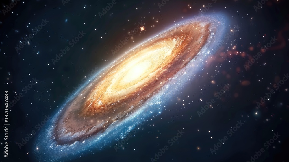 Fototapeta premium Exploring the cosmic beauty of a spiral galaxy outer space digital art dark environment wide angle astronomy concept