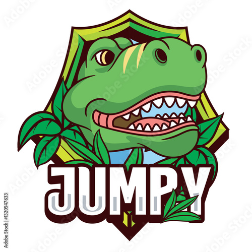 Vector Illustration of Tiny T-Rex with Cute Illustration Available for Logo Badge