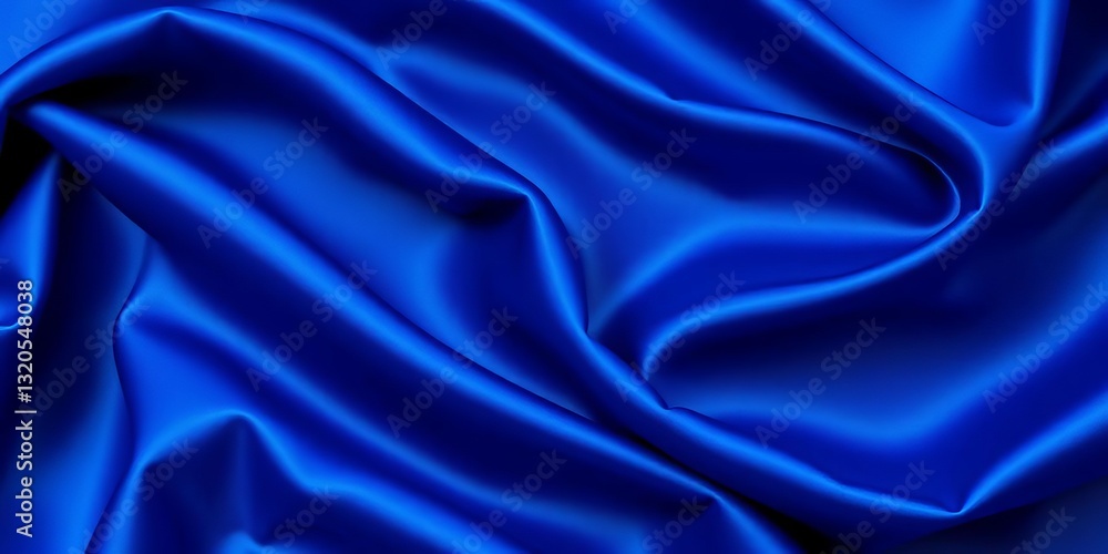Obraz premium Deep blue silk fabric with elegant, wavy folds, luxurious texture , velvet material, luxury
