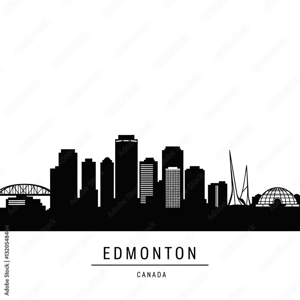 Naklejka premium Edmonton Skyline Silhouette - Vector Illustration