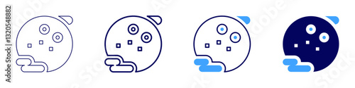 Full moon icon in 4 different styles. Thin Line, Line, Bold Line, Duotone. Duotone style. Editable stroke