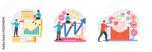 Marketing campaign management. Marketing investment. Businessman. Marketing automation system.