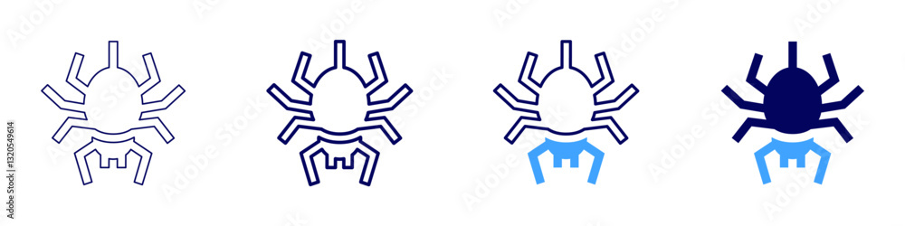 Spider icon in 4 different styles. Thin Line, Line, Bold Line, Duotone. Duotone style. Editable stroke Spider icon in 4 different styles. Thin Line, Line, Bold Line, Duotone. Duotone style. Editable stroke