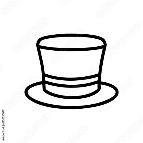 Top hat icon in minimalist style on transparent background 