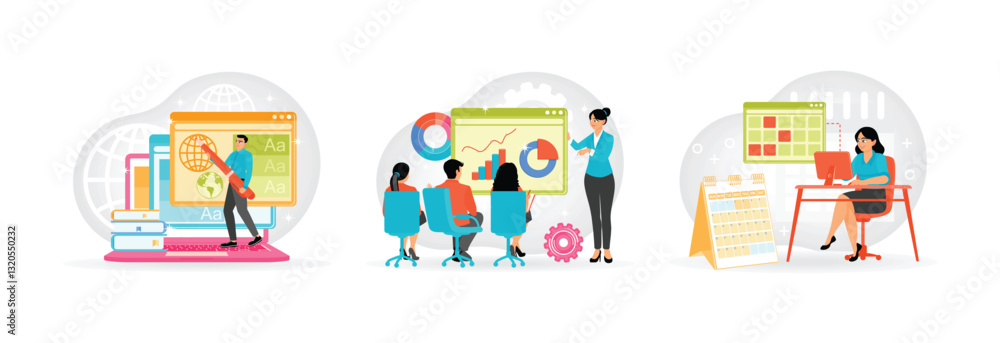 The design department creates logos. Marketing Business Strategy. Media planning concept. The design department creates logos. Marketing Business Strategy. Media planning concept.